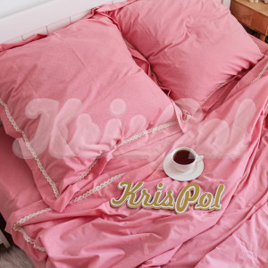 Двуспальное постельное белье ™KrisPol, вареный хлопок 88113-2, (розовый)