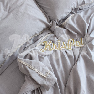 Двуспальное постельное белье ™KrisPol, вареный хлопок 88119-2, (светло-серый)