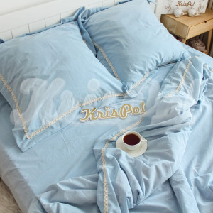 Двуспальное постельное белье ™KrisPol, вареный хлопок 88121-2, (голубой)