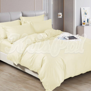 Двуспальное постельное белье ™KrisPol, сатин на резинке 91027-2, (светло-молочный)