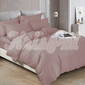 Двуспальное постельное белье ™KrisPol, сатин на резинке 91035-2, (пастельно-фиолетовый)