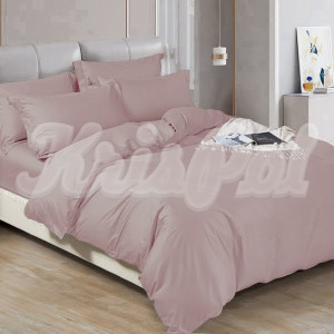 Двуспальное постельное белье ™KrisPol, сатин на резинке 91036-2, (пастельно-розовый)