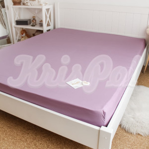 Двоспальне простирадло на резинці ™KrisPol, сатин 9125-160, фіолетовий