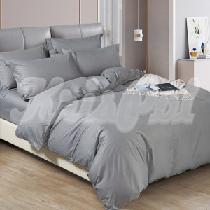 Двуспальное постельное белье ™KrisPol, сатин на резинке 913850-2, (светло-серый)
