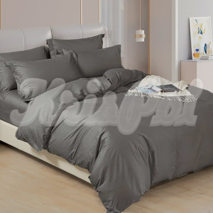 Двуспальное постельное белье ™KrisPol, сатин на резинке 915203-2, (темно-серый)