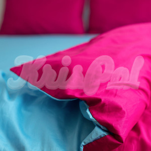 Двуспальное постельное белье ™KrisPol, сатин 992792-2, малиновый и голубой