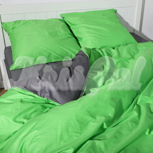 Двуспальное (Евро) постельное белье ™KrisPol, сатин 995220-3, салатовый и серый