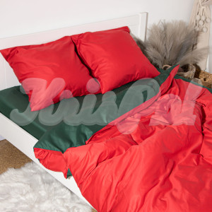 Полуторное постельное белье ™KrisPol, сатин 996335-1, красный и зеленый